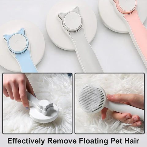 Self-Cleaning Stainless Steel Slicker Brush for Effortless Pet Grooming