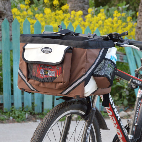 Pet-Friendly Bike Carrier Basket for Cats and Dogs - Removable Front Handlebar Bag