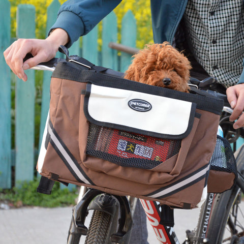 Pet-Friendly Bike Carrier Basket for Cats and Dogs - Removable Front Handlebar Bag