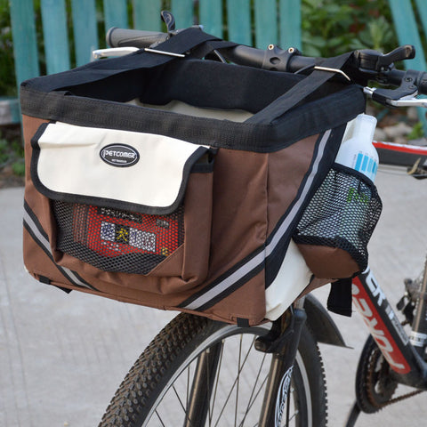 Pet-Friendly Bike Carrier Basket for Cats and Dogs - Removable Front Handlebar Bag