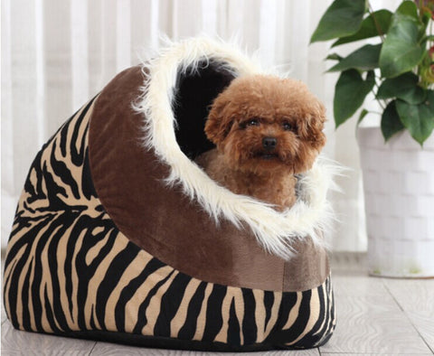 Stylish Leopard Pet Bed for Cats and Dogs - Cozy Litter House & Resting Spot