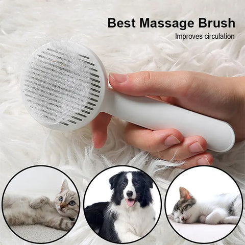 Self-Cleaning Stainless Steel Slicker Brush for Effortless Pet Grooming