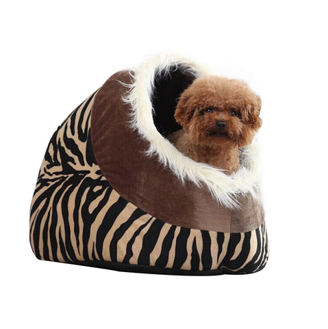 Stylish Leopard Pet Bed for Cats and Dogs - Cozy Litter House & Resting Spot