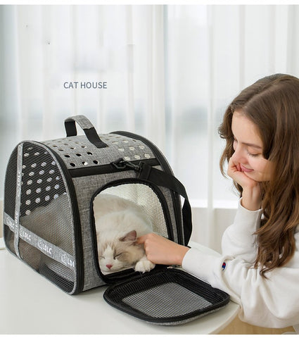 Stylish One Shoulder Portable Cat Carrier for Travel and Relaxation